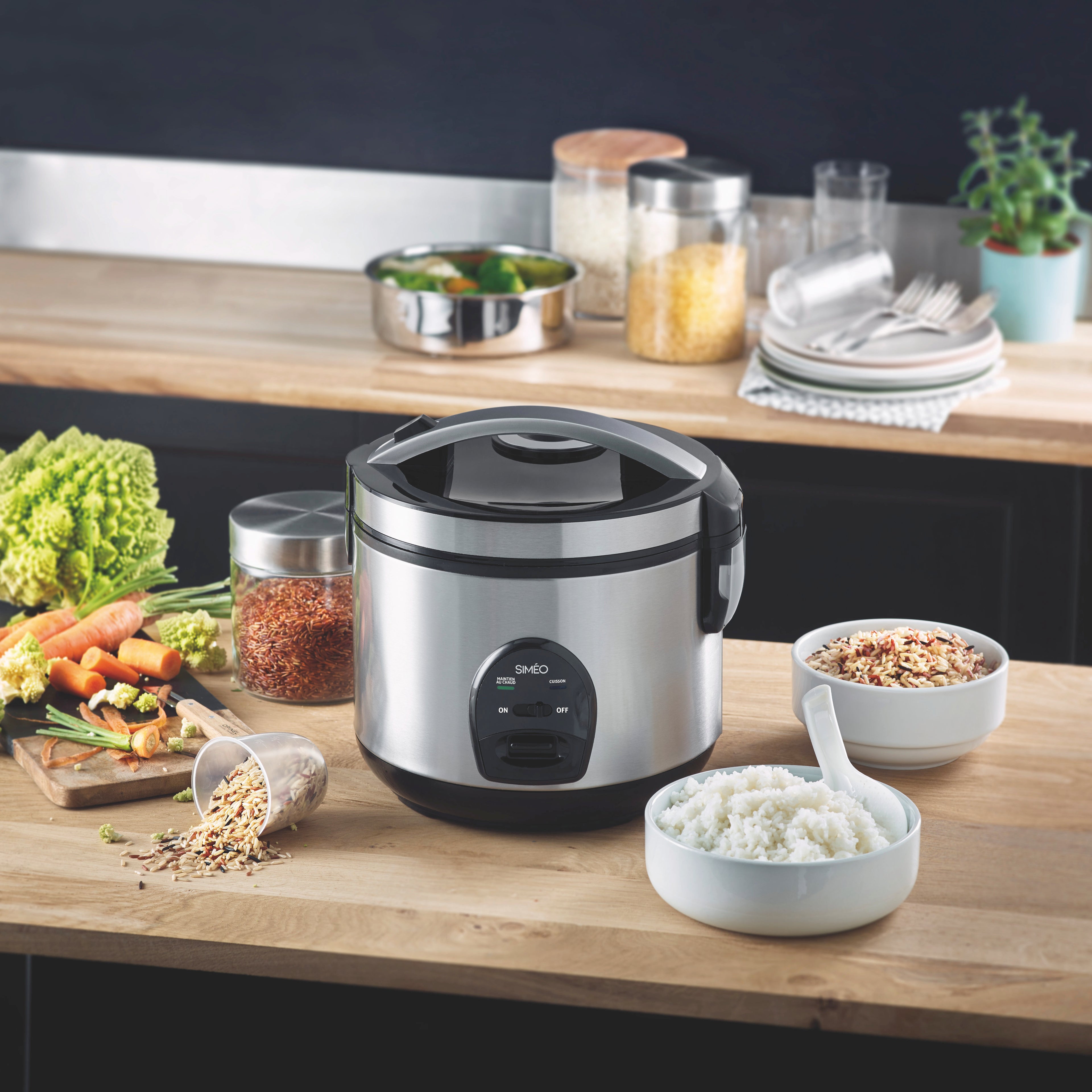 Cuiseur à riz avec panier vapeur inox